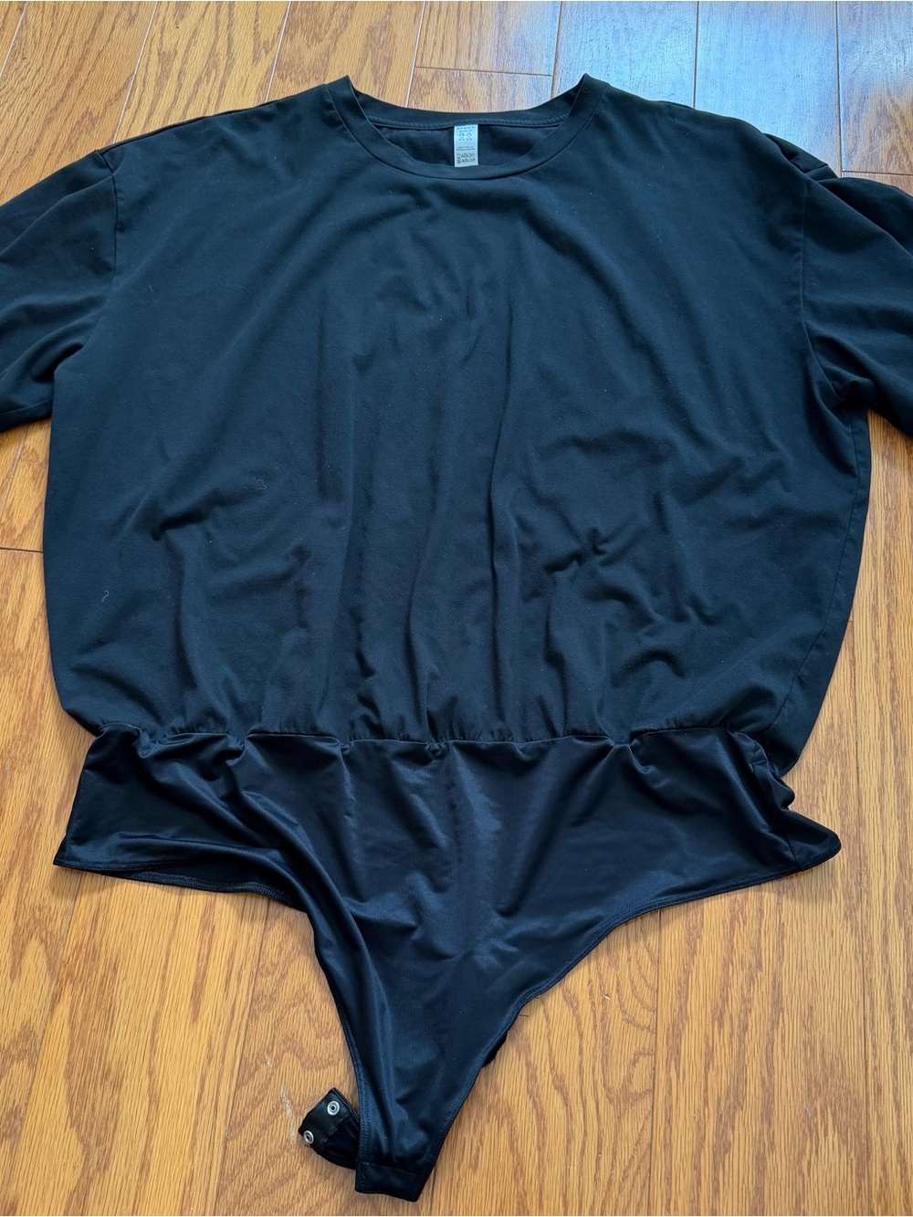 SPANX Solid Black Crew Neck Short Sleeve Bodysuit Shirt Top 3XL 3X Plus Size